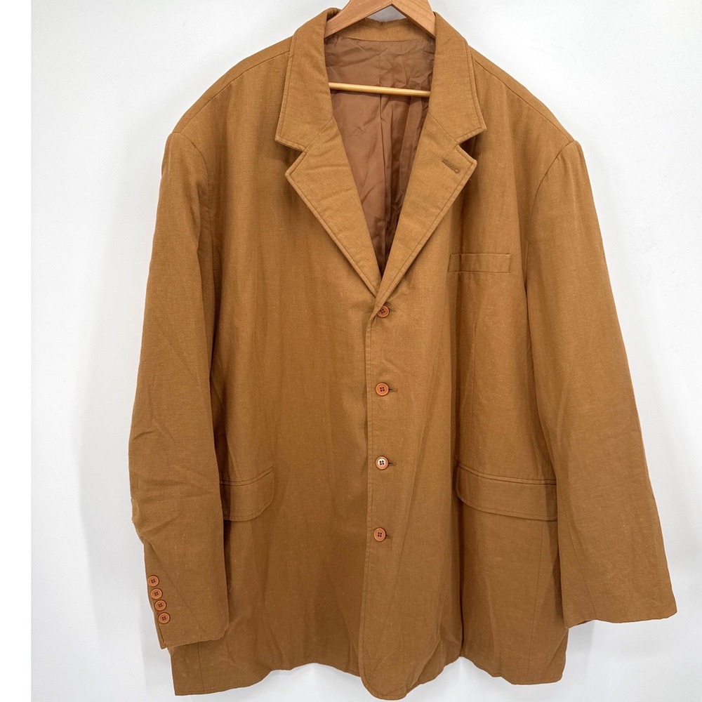 Kings Court Mens Blazer Size 66 Brown Linen Cotton Big & Tall Sport Coat NWT